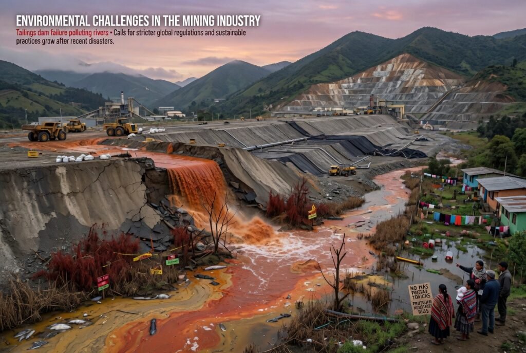 Mining activities can cause serious environmental damage if not properly managed. One major issue is the storage of toxic mining waste in tailings dams. Recent disasters,