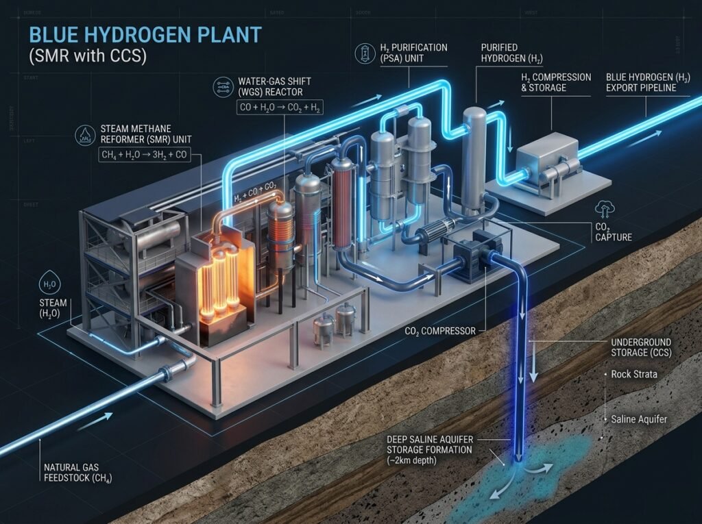 blue hydrogen plant diagram