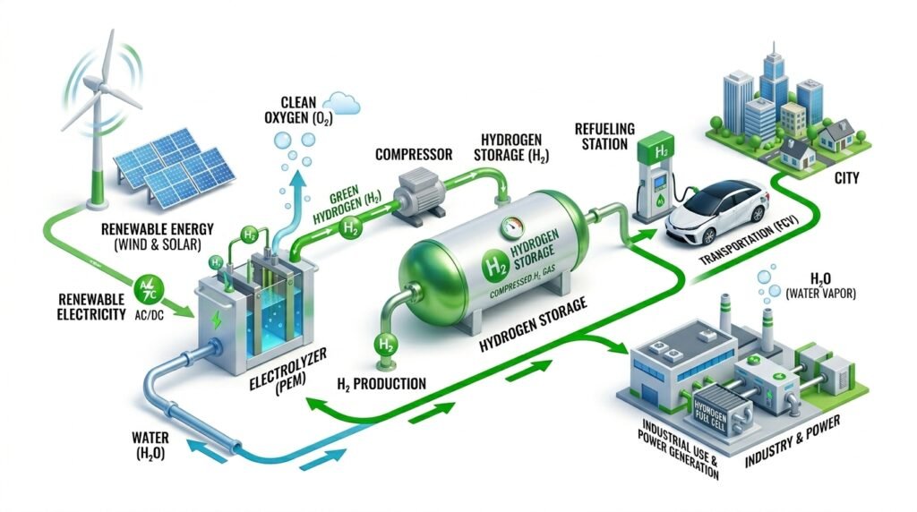 How Green Hydrogen Is Produced (Electrolysis Explained