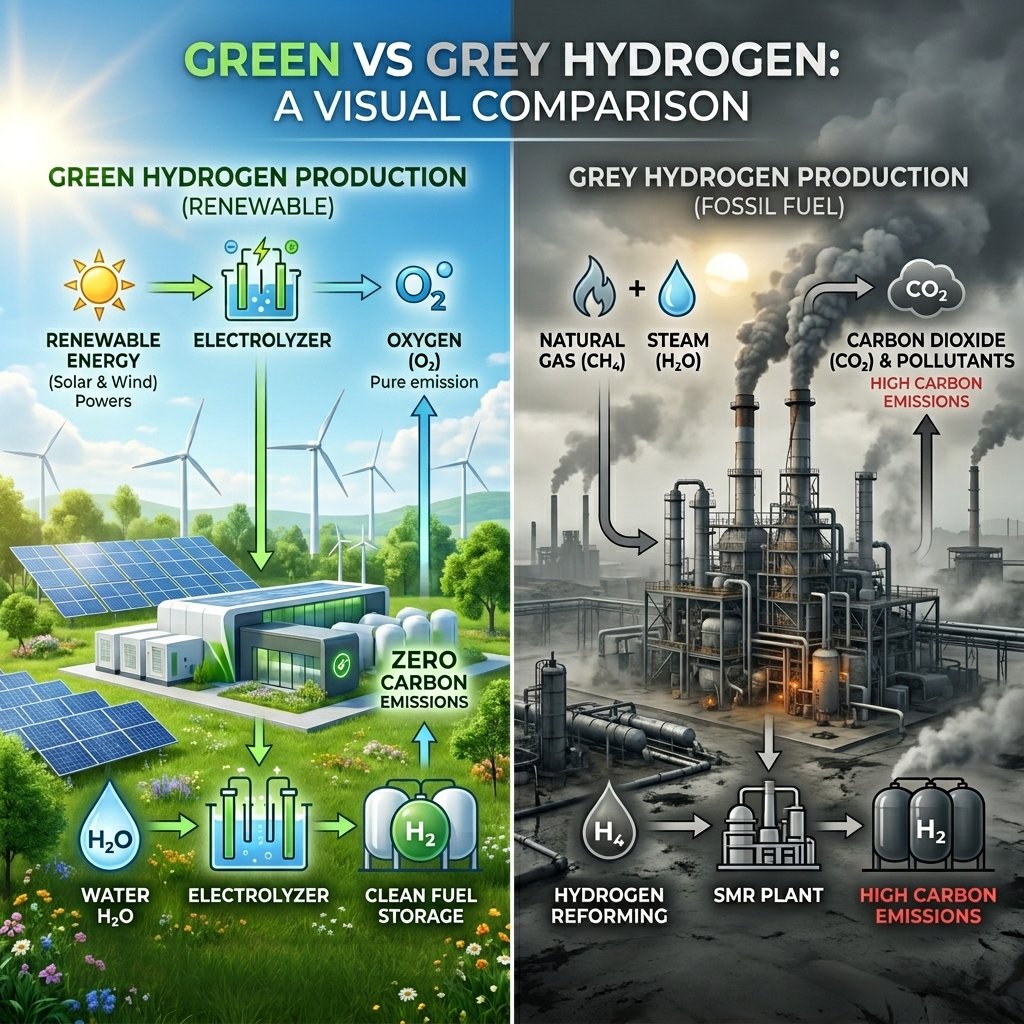 green vs grey hydrogen production