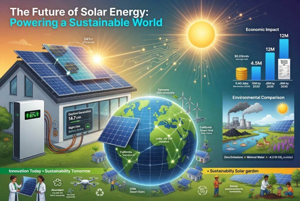 how solar energy is shaping a sustainable future by reducing carbon emissions, lowering energy costs, and driving innovation in renewable power solutions world