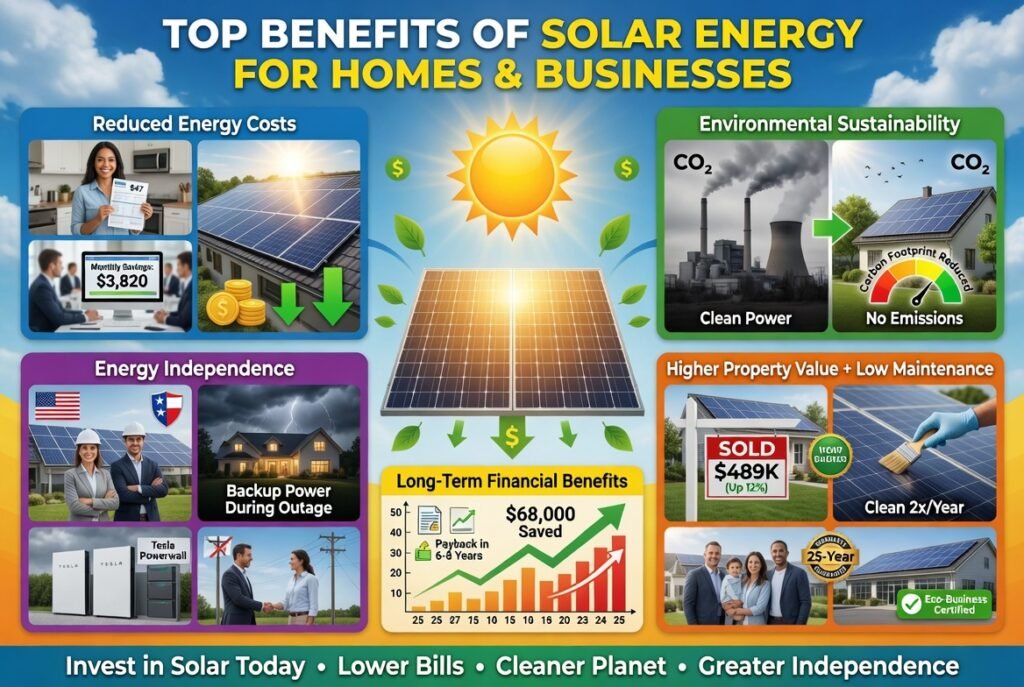 Top Benefits of Solar Energy for Homes and Businesses Top Benefits of Solar Energy for Homes and Businesses